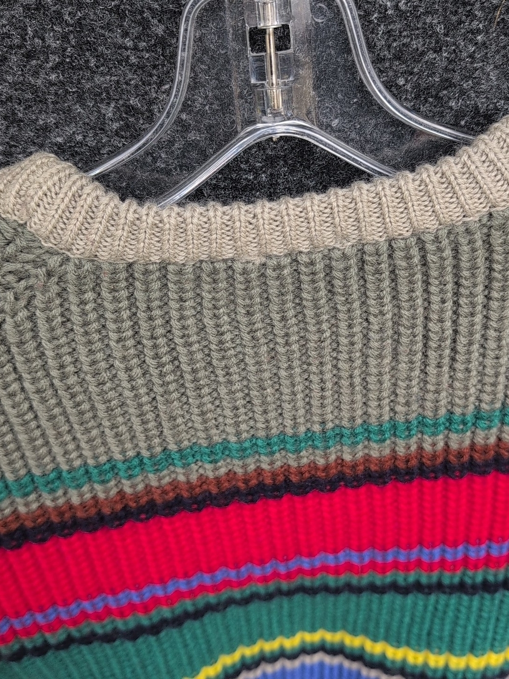 Vintage Bert Pulitzer Sweater Mens Large Multi Color Striped Wool Knit Fisherman - Picture 7 of 8